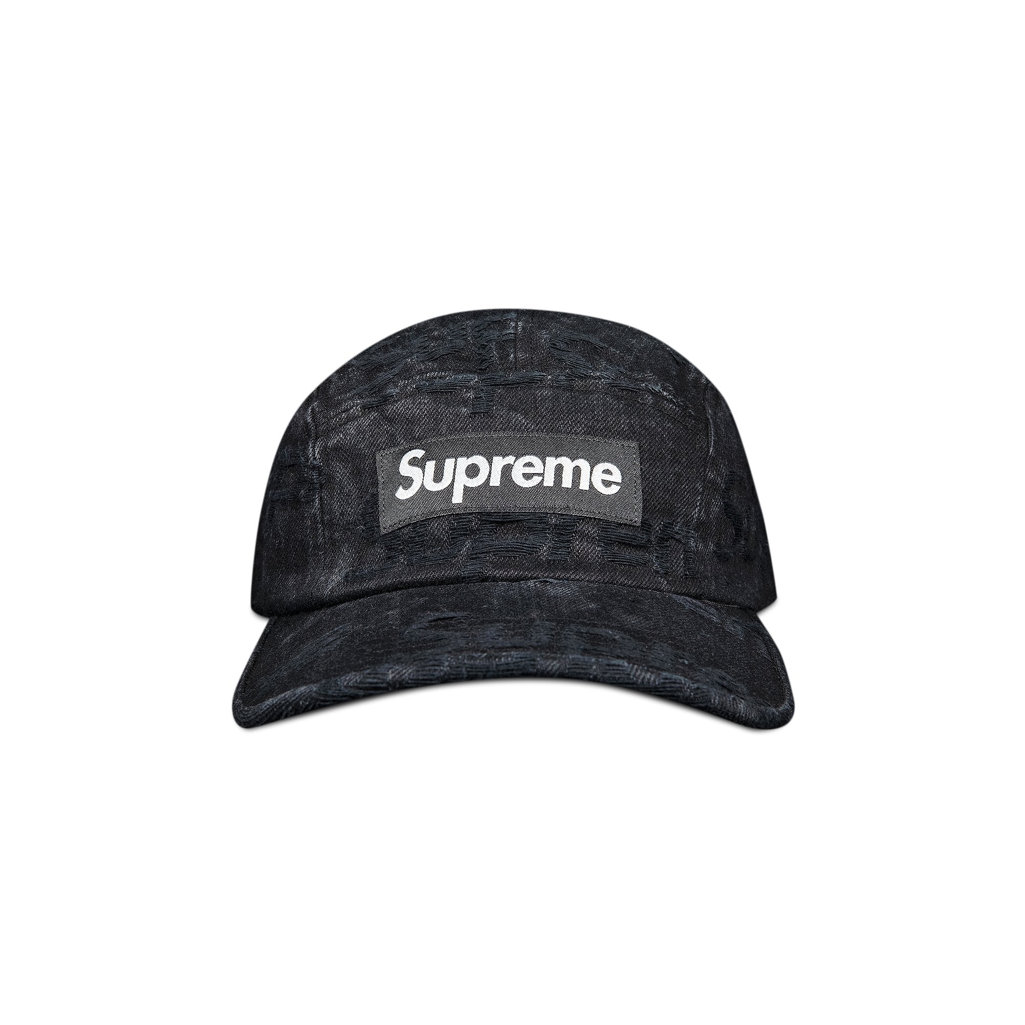 Supreme Denim Cap with Faded Logos - Black