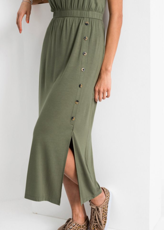 Rainbow Button Maxi Dress, Green