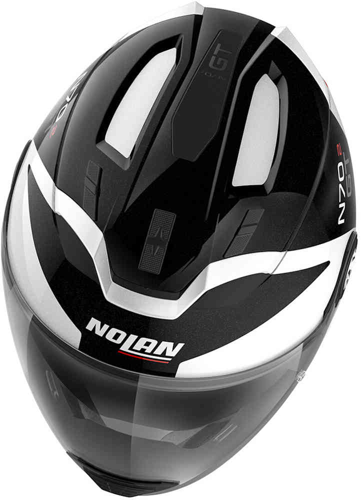 N70-2 GT Bright N-Com Nolan Helmet, black and white