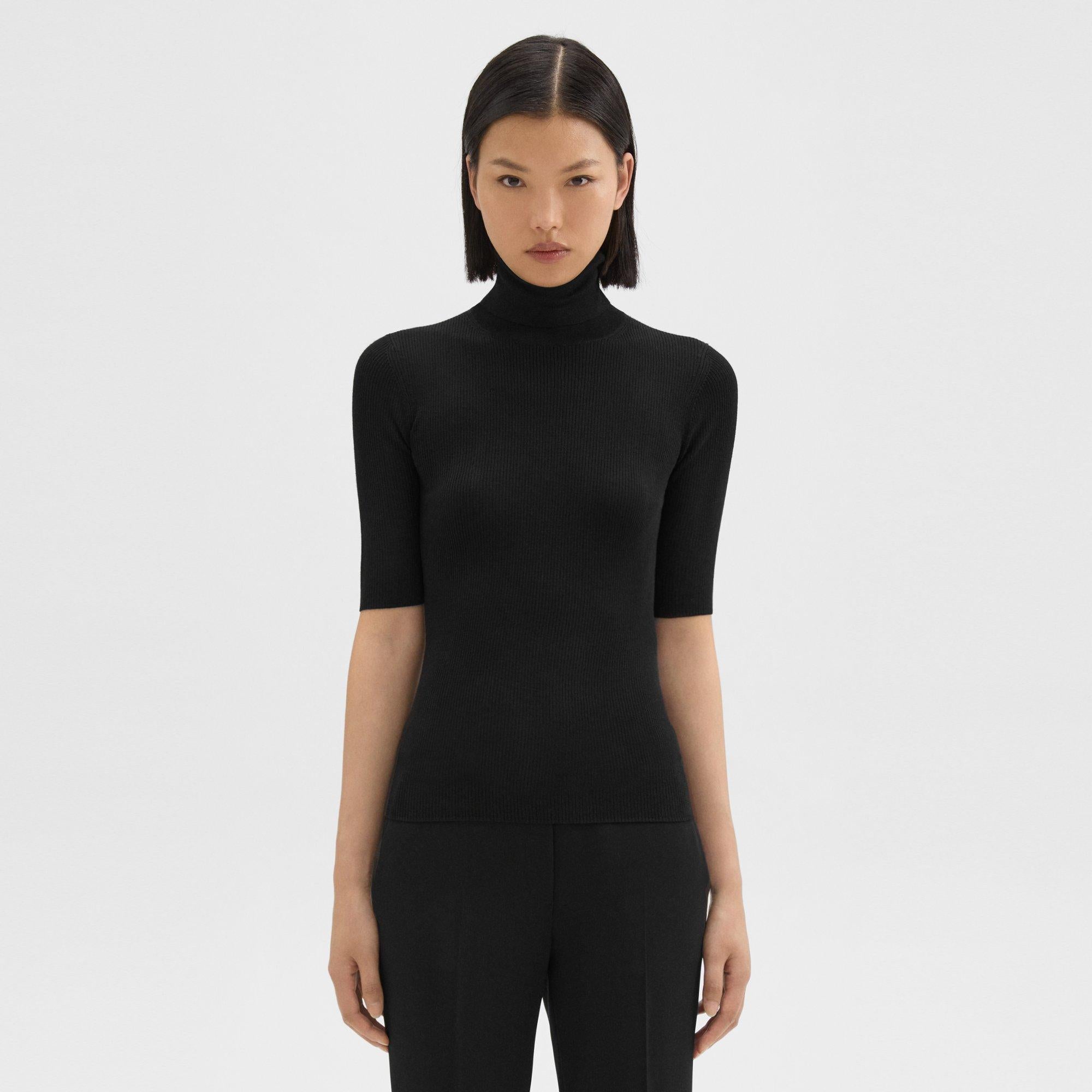 Theory Merino Wool Short Sleeve Turtleneck