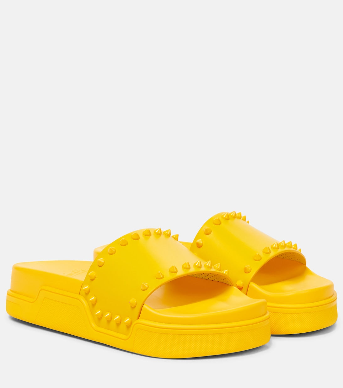 Pool Stud Christian Louboutin Decorated Slippers, Yellow