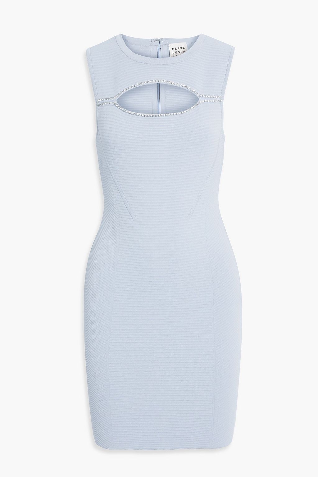 Mini dress with textured bandage and decorated neckline HERVÉ LÉGER, blue