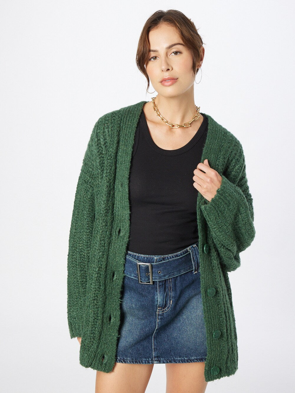 Oversized cardigan Weekday Leyla, dark green