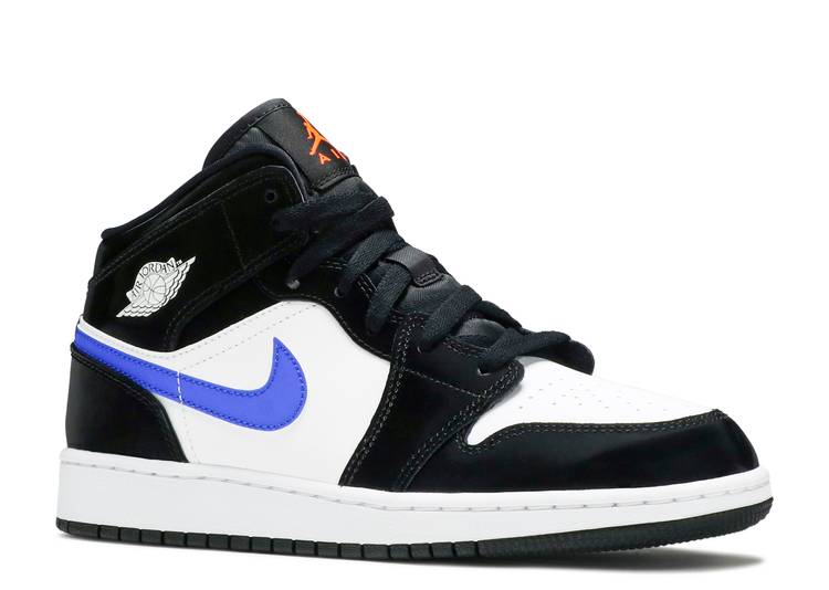 حذاء رياضي AIR JORDAN 1 MID GS 'BLACK RACER BLUE'، أسود