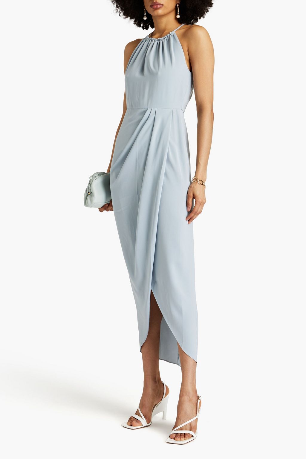 SHONA JOY ruched satin maxi dress, blue