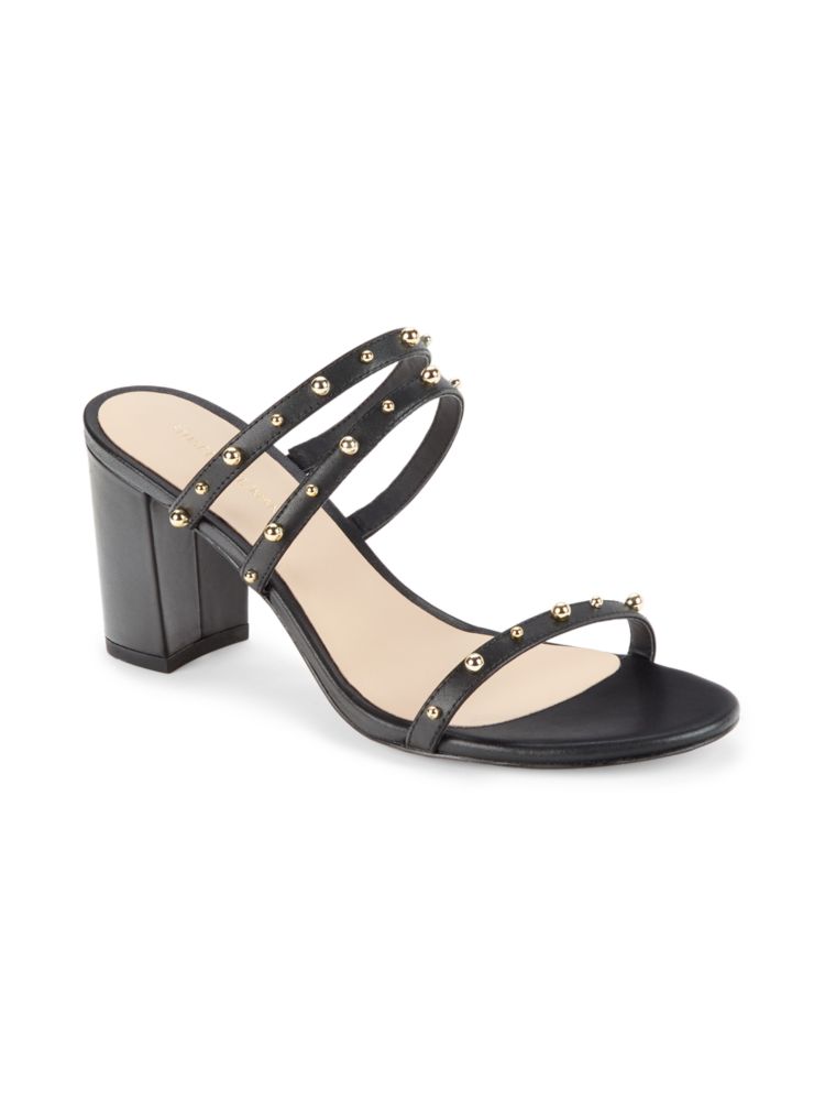 Stuart Weitzman Studded Block Heel Sandals, Black