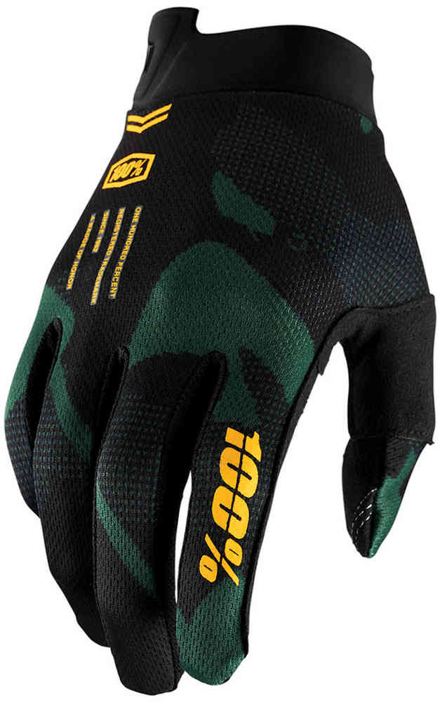 100% iTrack Sentinel 1 cycling gloves, black/green