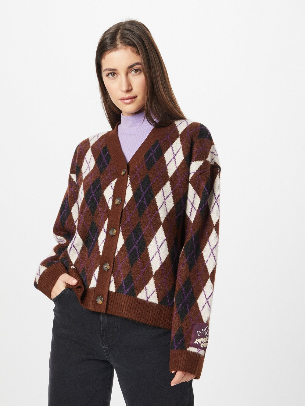 Knitted cardigan LEVIS, dark brown