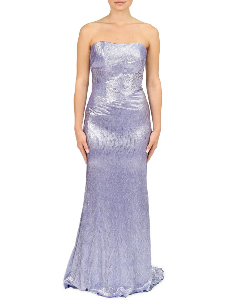 Rene Ruiz Collection strapless metallic dress, blue