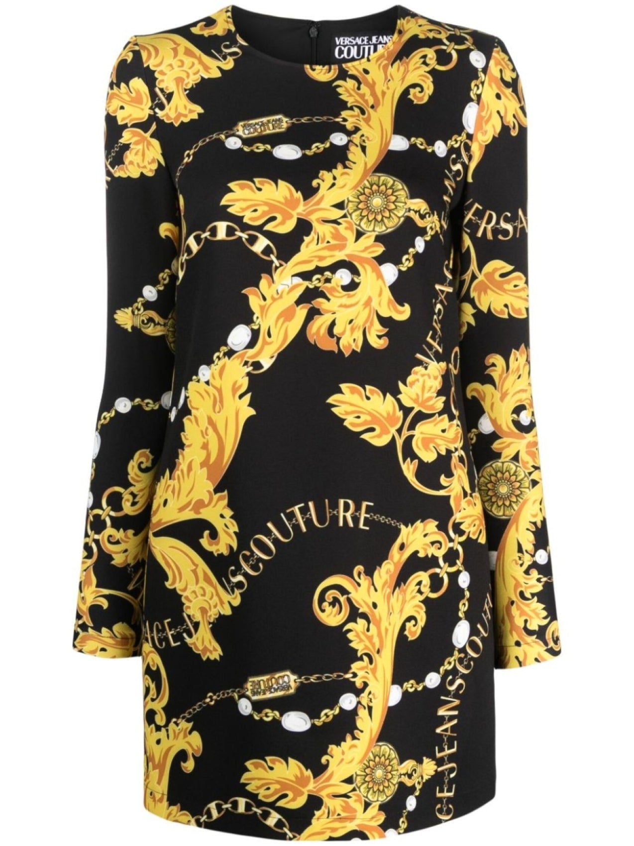 Versace Jeans Couture Baroque Print Mini Dress Black