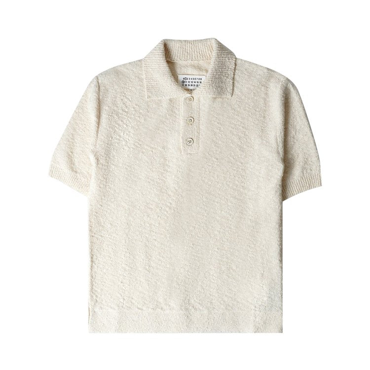 Maison Margiela Boucle Knit Polo 'Off White' Shirt, white