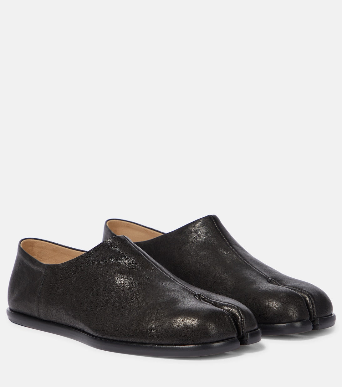 Maison Margiela leather tabi loafers, black