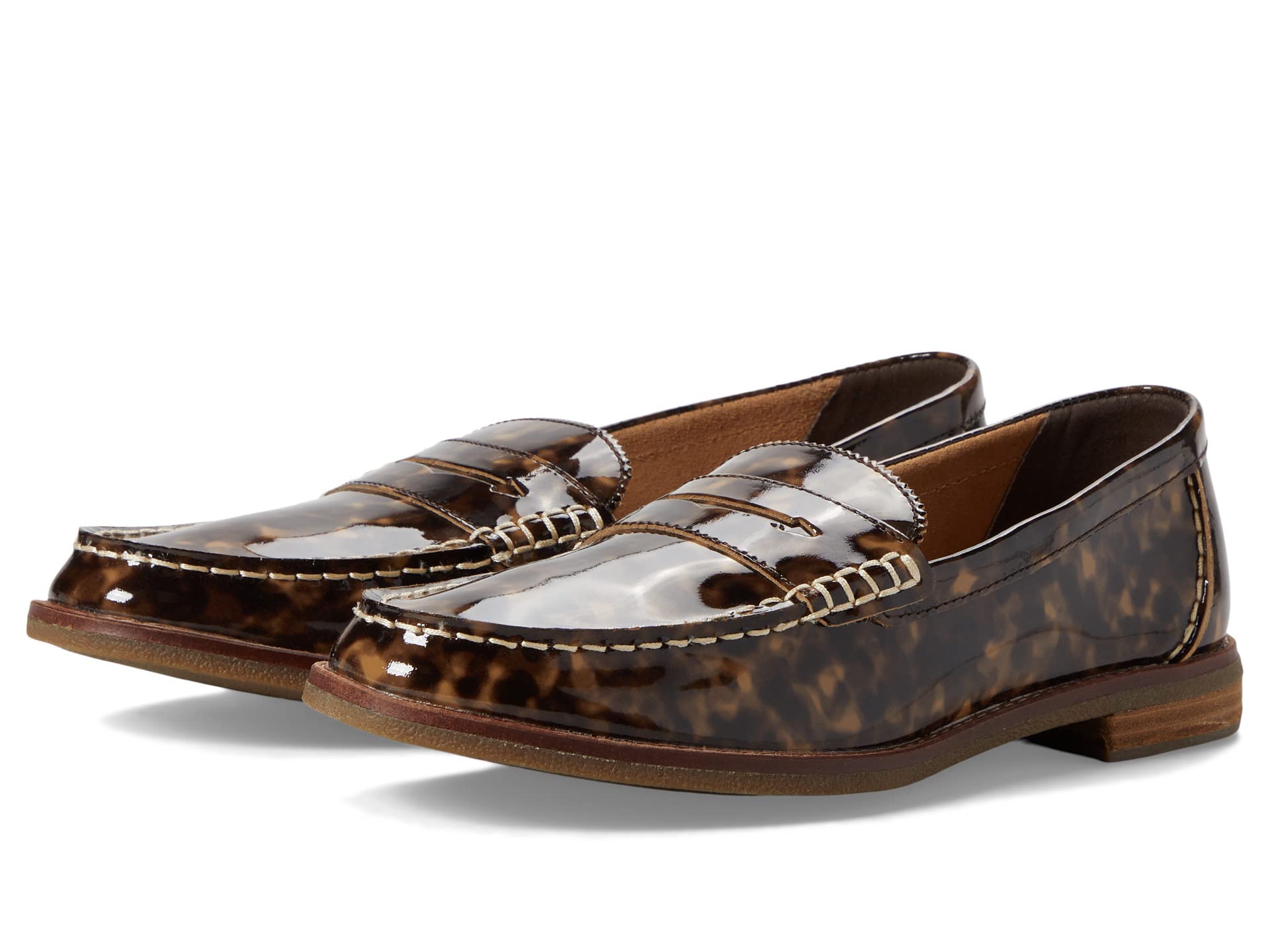 Sperry Seaport Penny Tortoise Leather Loafers, brown