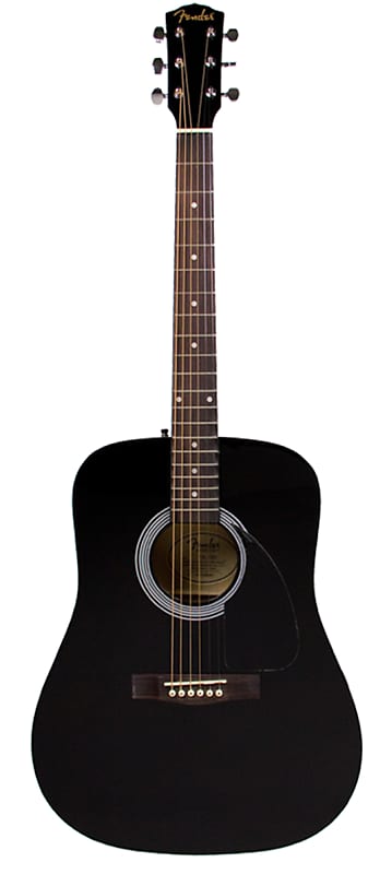 جيتار صوتي Fender FA-115 Dreadnought جيتار صوتي - أسود مع حقيبة للحفلات الموسيقية