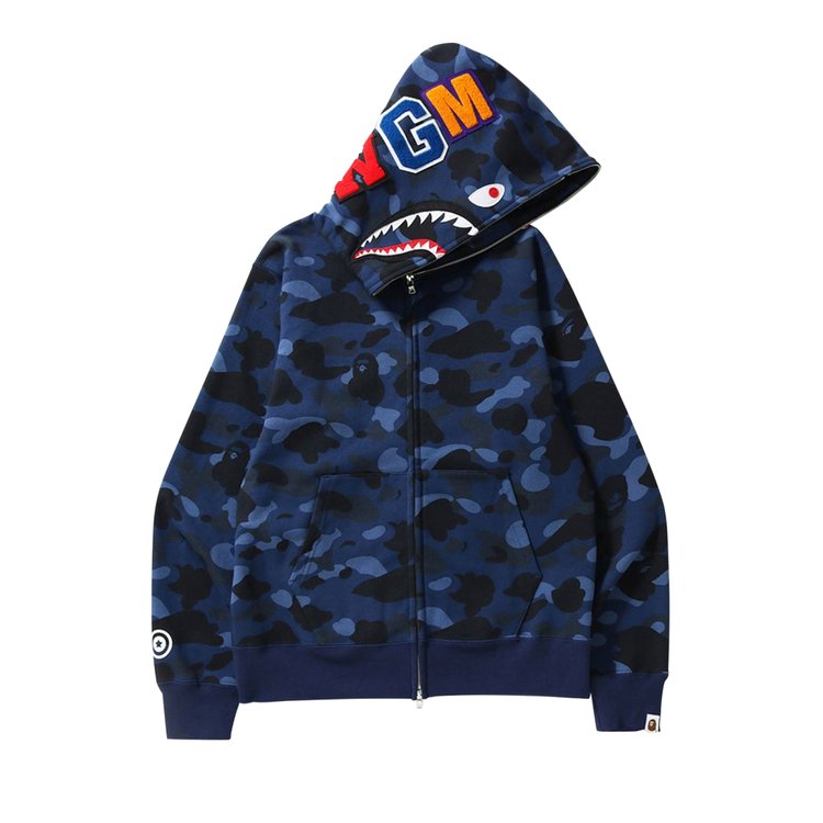 BAPE Color Camo Shark Full Zip 'Navy' Hoodie, Blue