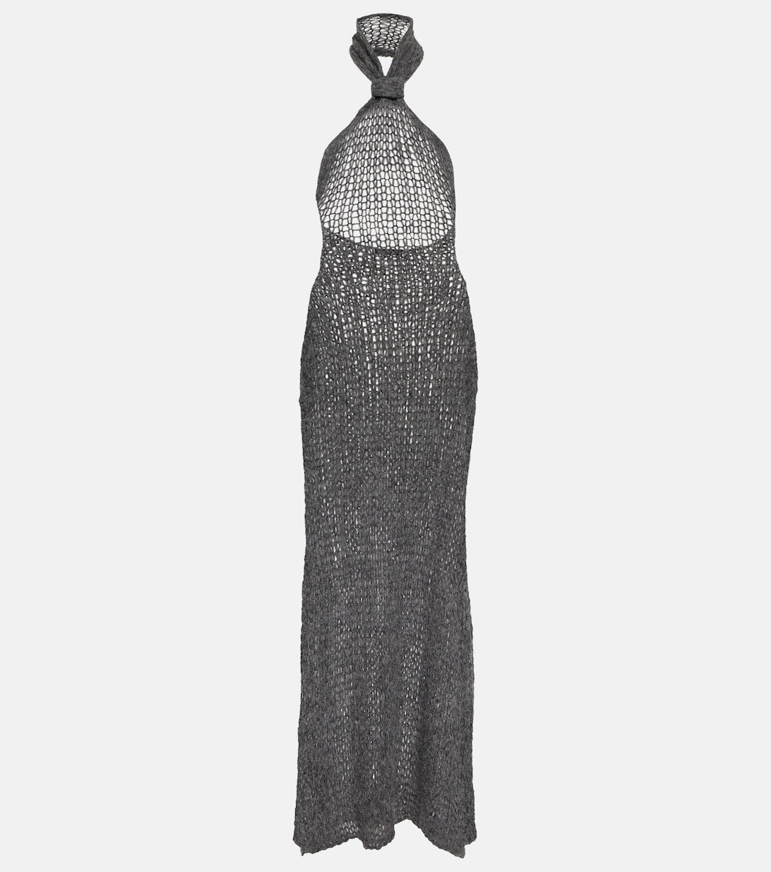 Ann Demeulemeester Alpaca Halter Neck Maxi Dress, Gray