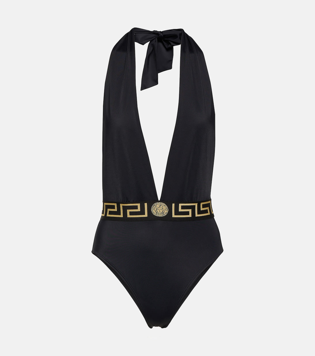 Versace greca halterneck swimsuit, black