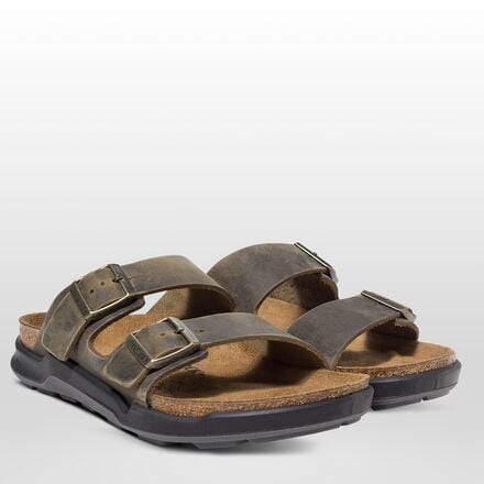 Arizona CT Men's Birkenstock Sandals, Khaki Oiled Leather