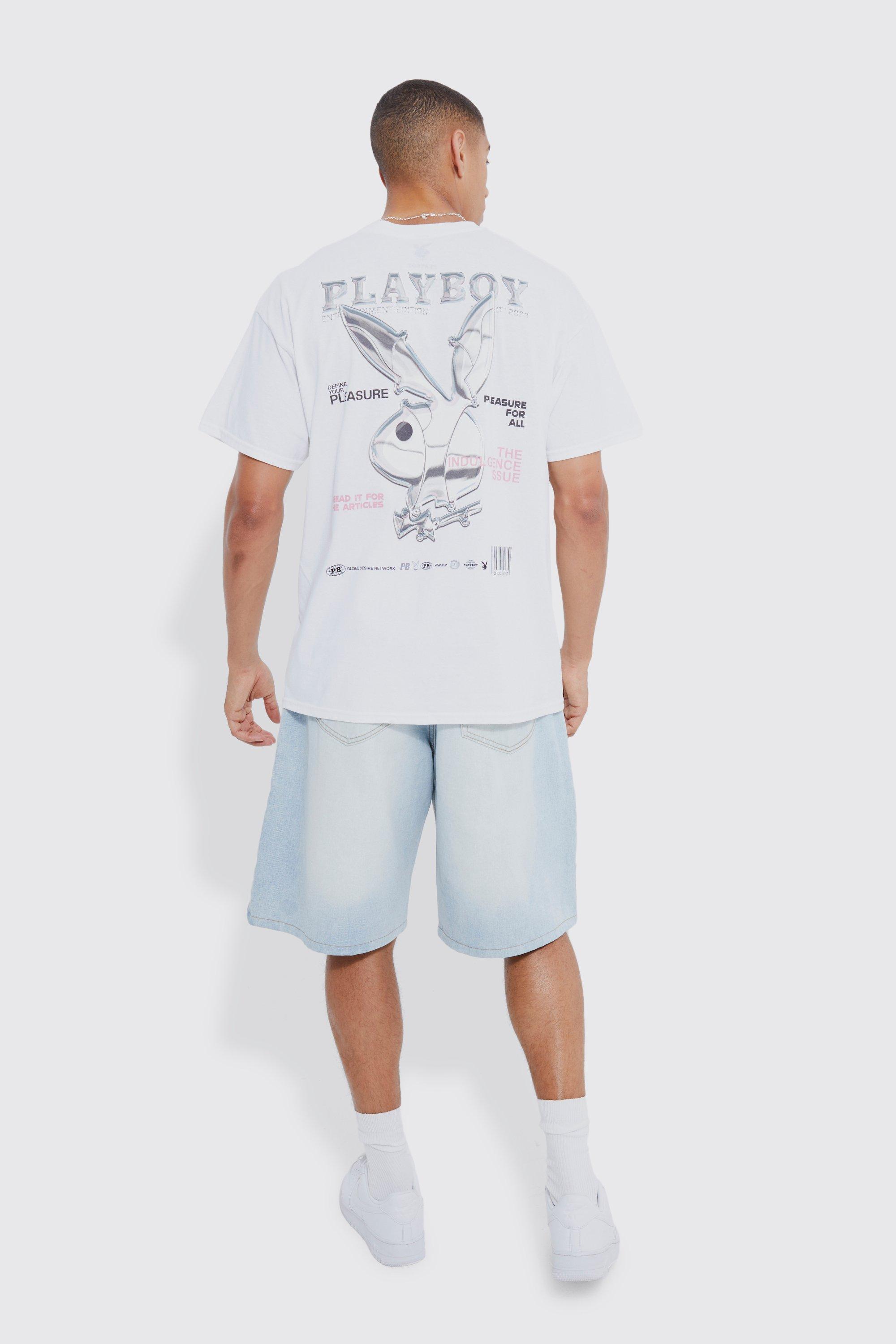 Boohoo Oversized Playboy Licensed T-Shirt, White