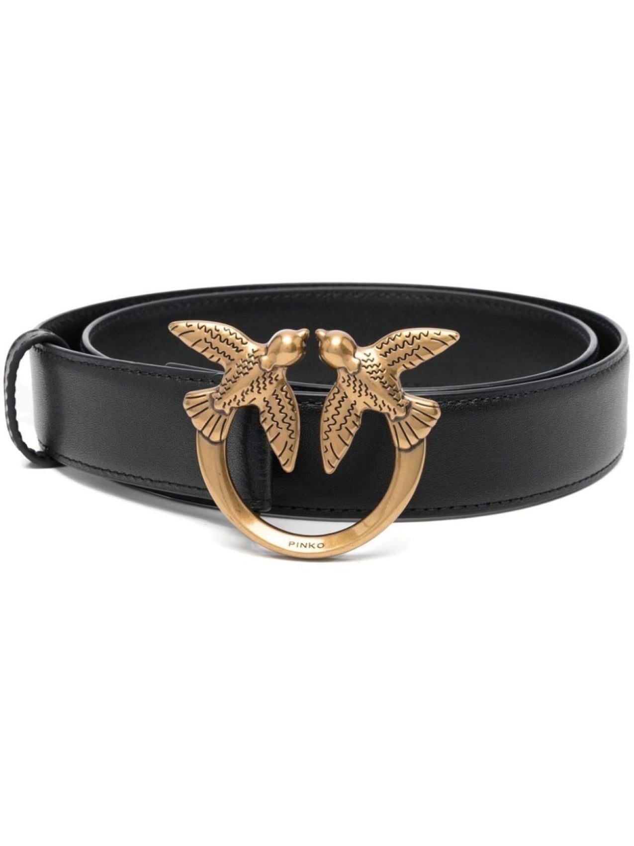 PINKO Belt with Love Birds Buckle, Black