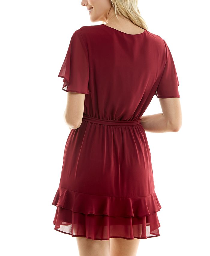 As U Wish Tie Waist Chiffon Dress, Red