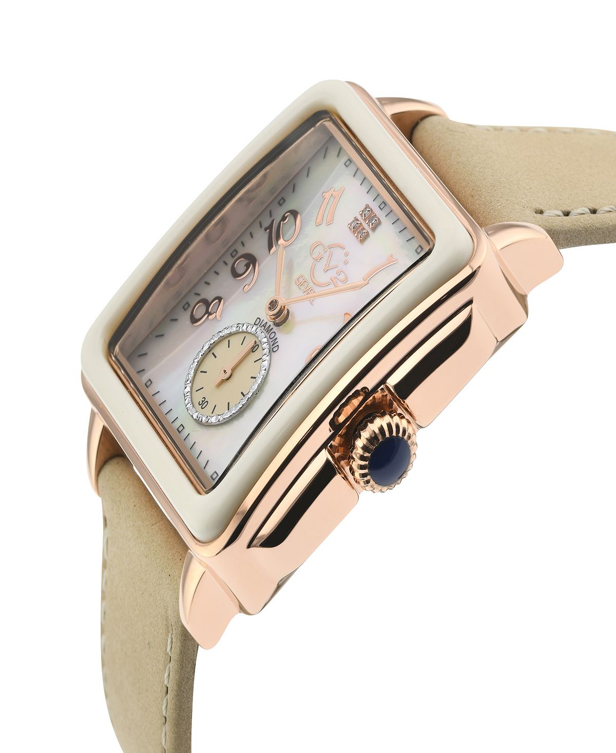 Bari women's watch with enamel, Swiss quartz, Italian, brown with leather strap, 34 mm Gevril