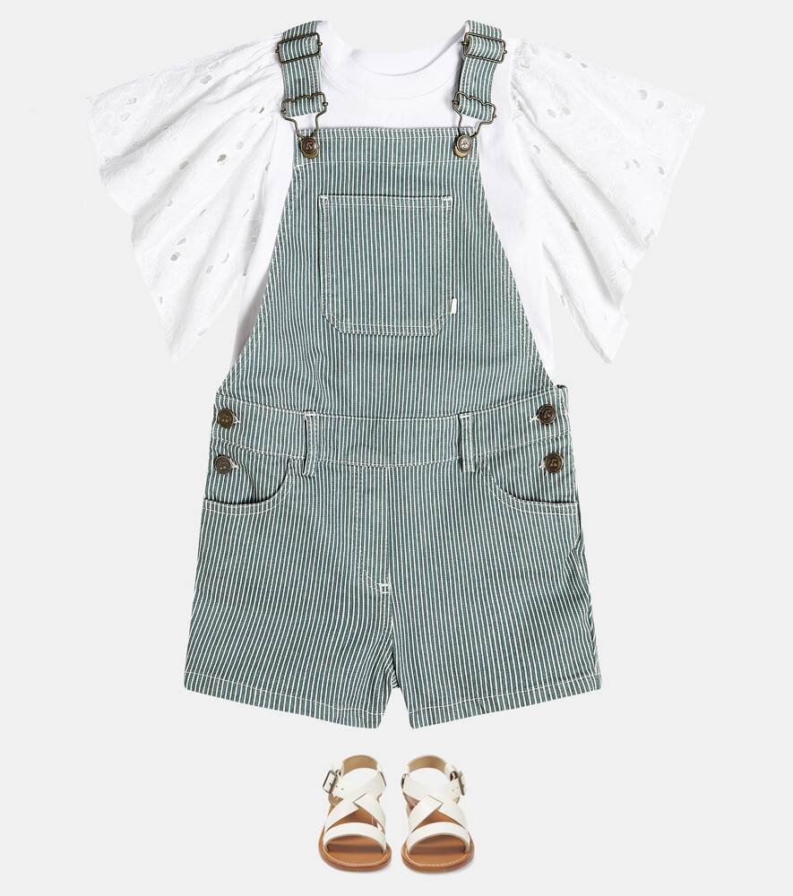 Saga Bonpoint striped denim overalls, blue