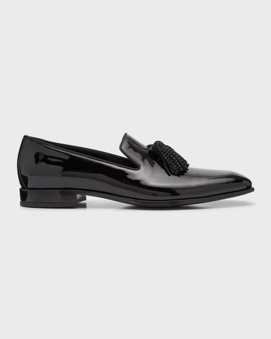 Jimmy Choo Men's Foxley Patent Leather Crystal Tassel Loafers