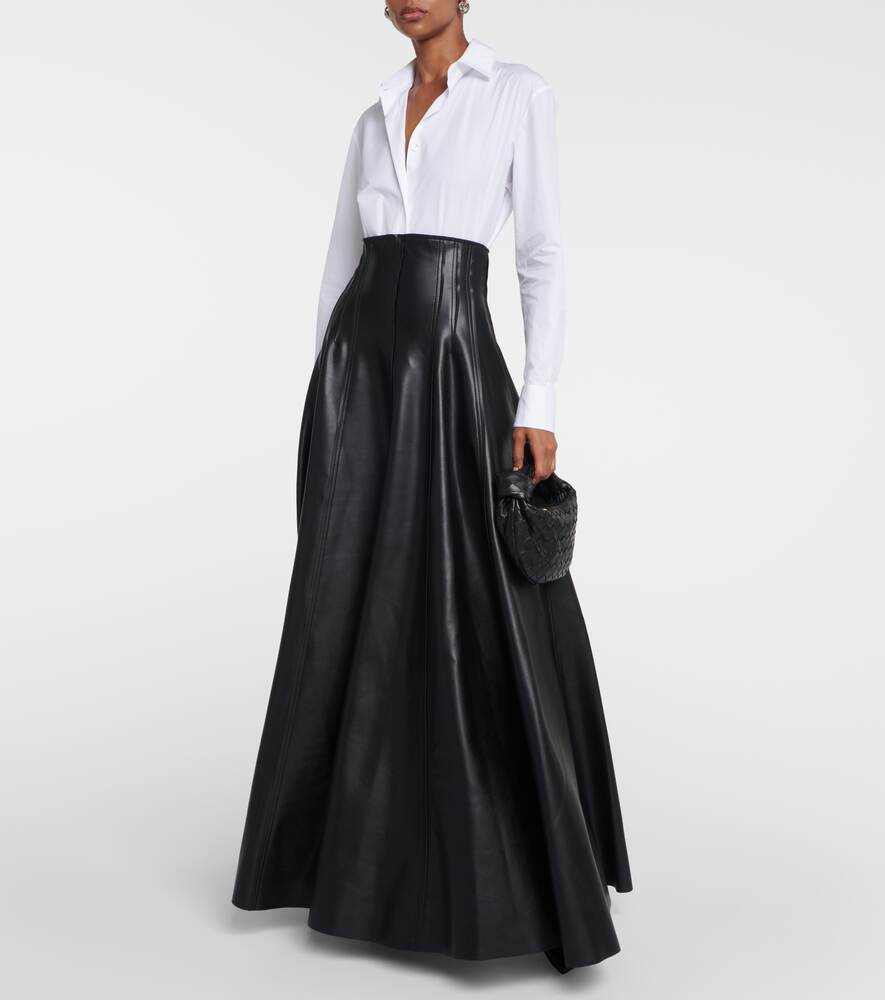 Grace NORMA KAMALI faux leather flared maxi skirt, black