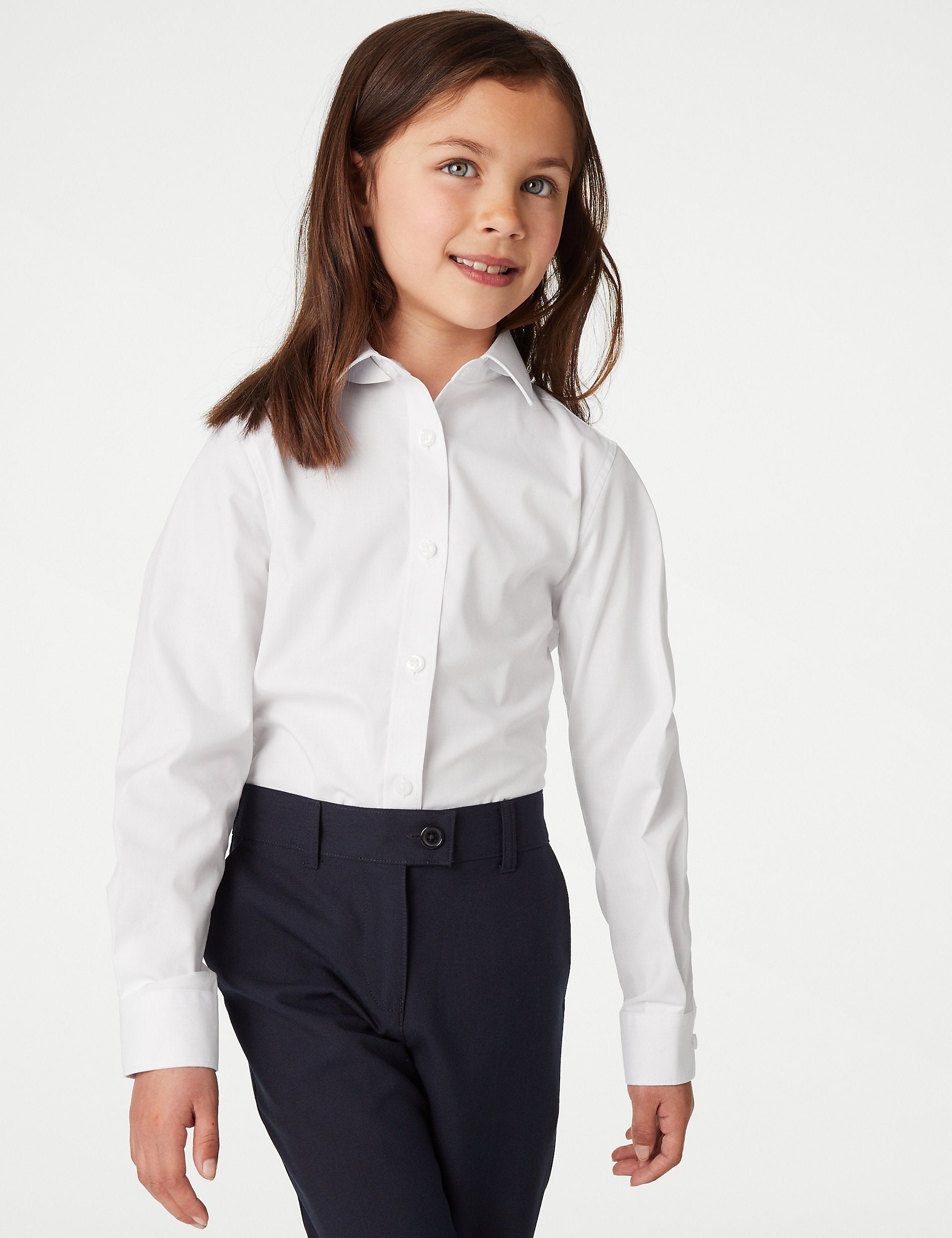 2 pairs of school skinny shirts for girls (2-18 years) Marks & Spencer, white