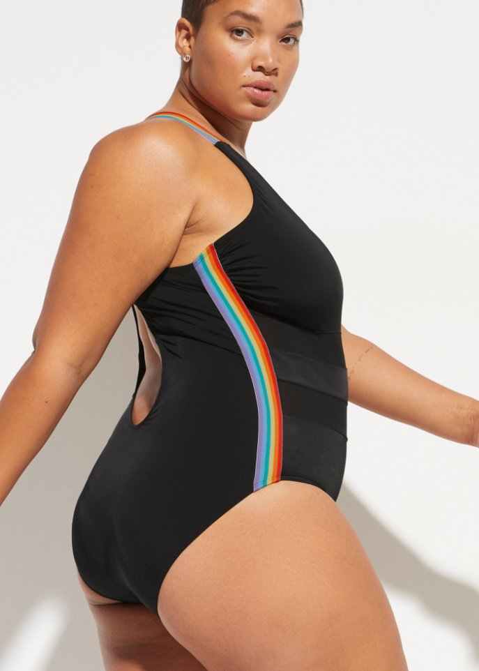 Pride swimsuit made from recycled polyamide Rainbow, black