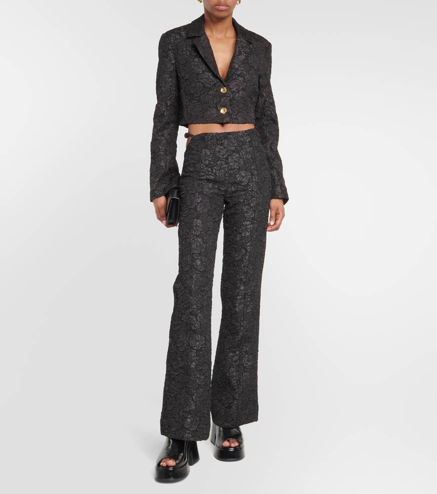 Jacquard cropped blazer GANNI, black