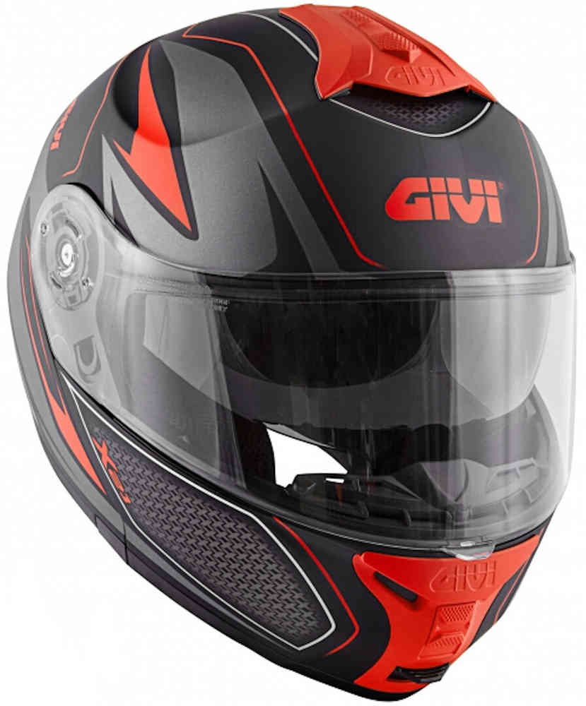 X.21 Challenger Shiver GIVI helmet, matte black/red