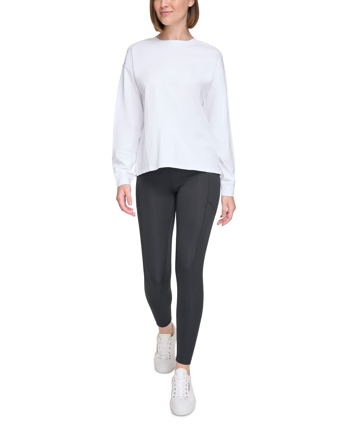 Calvin Klein Women's Long Sleeve Crew Neck T-Shirt, White