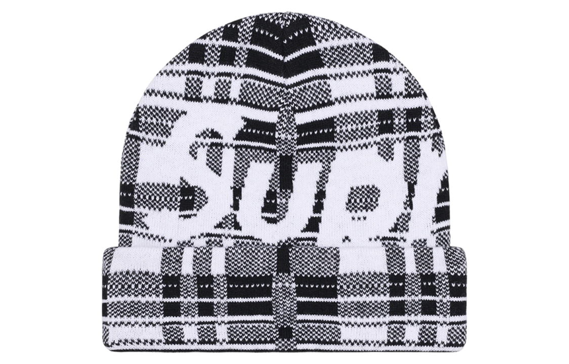 Supreme Big Logo Beanie Black/White