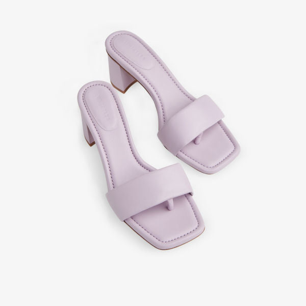 Whistles Leather Square Toe Heel Mules, Lilac