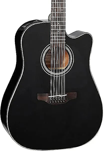 جيتار صوتي/كهربائي Takamine GD30CE-12 BLK Dreadnought Cutaway ذو 12 وترًا