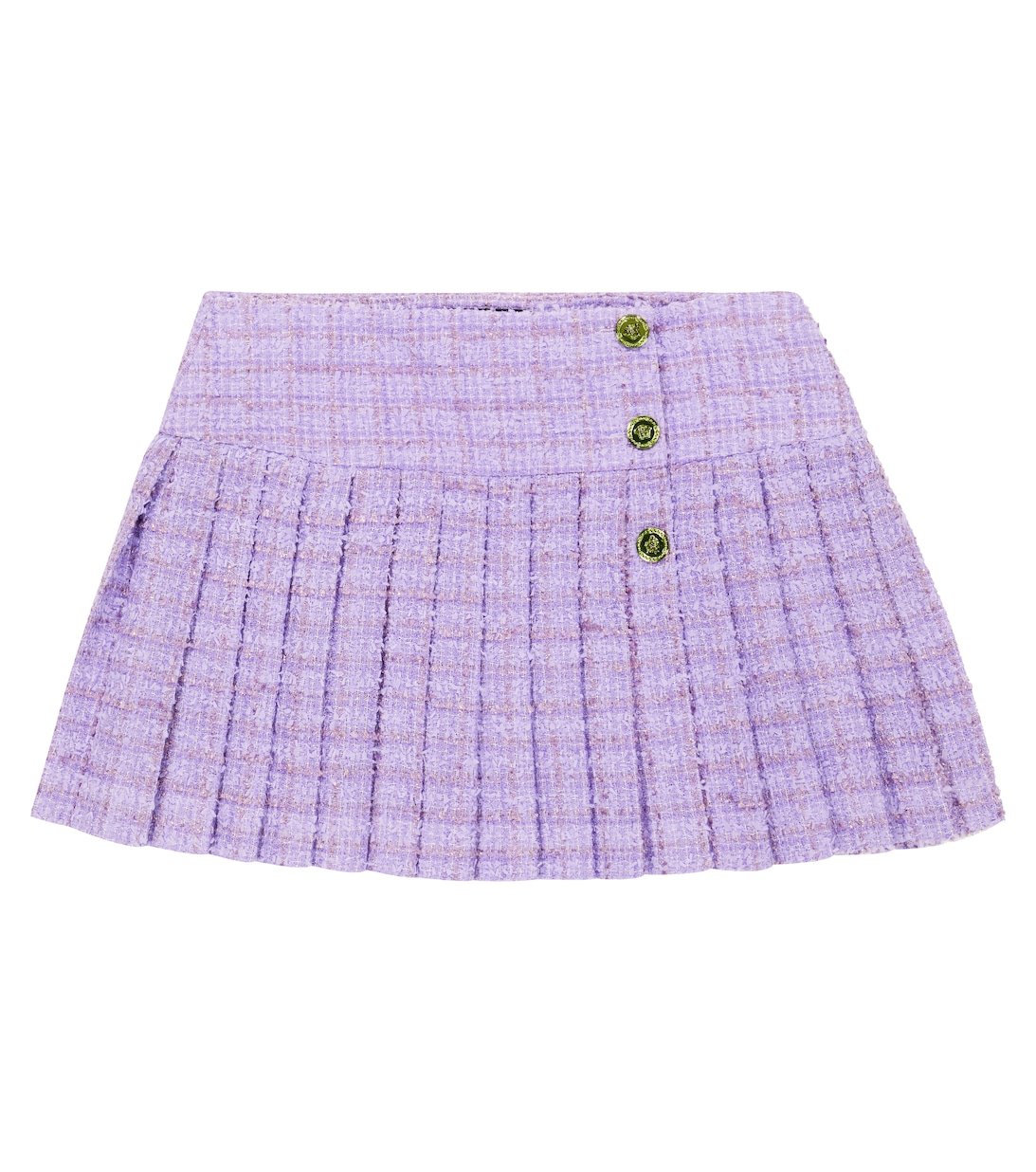 Medusa Versace Pleated Tweed Skirt, Purple