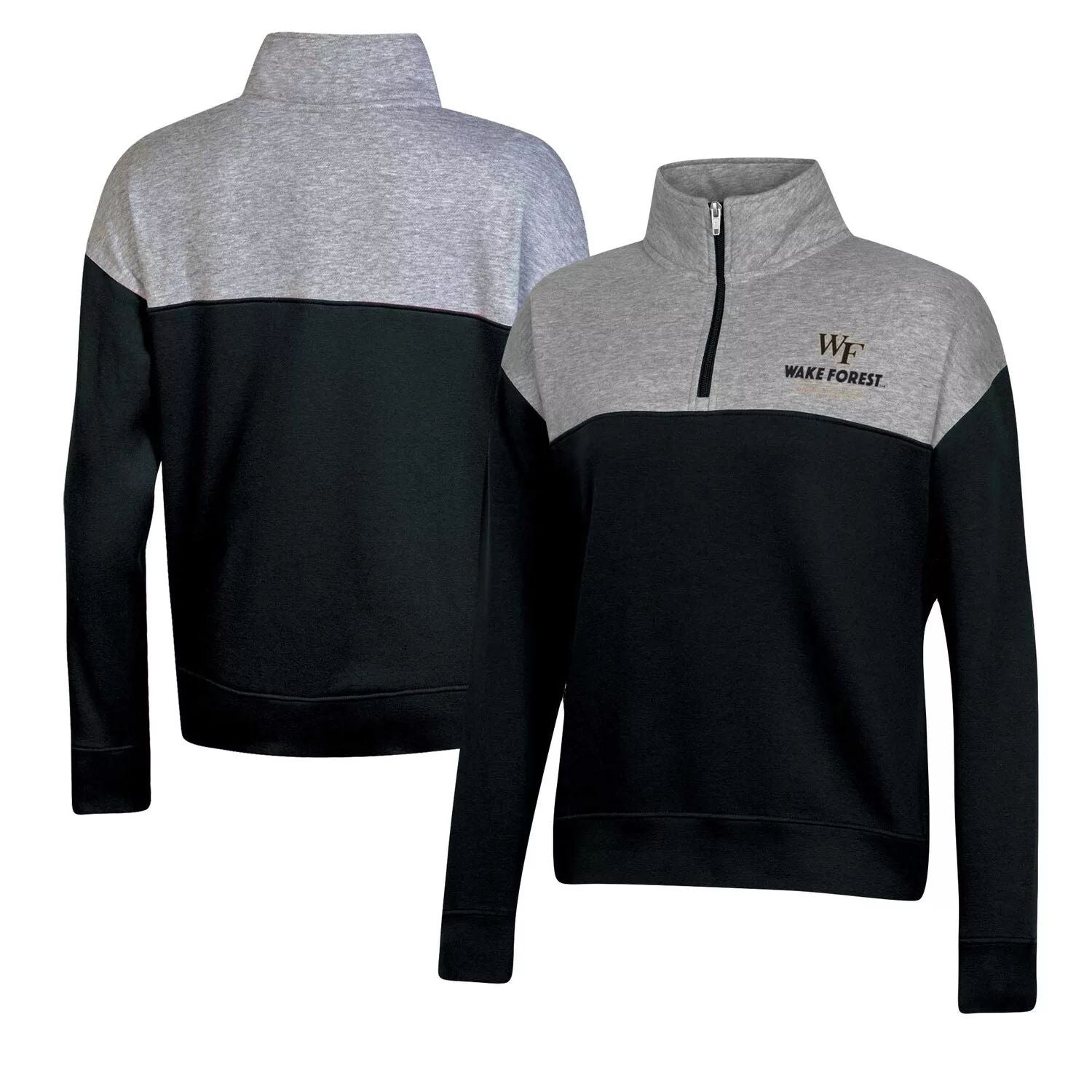 Champion Women's Black Wake Forest Demon Deacons Color Block Quarter Zip Sweatshirt