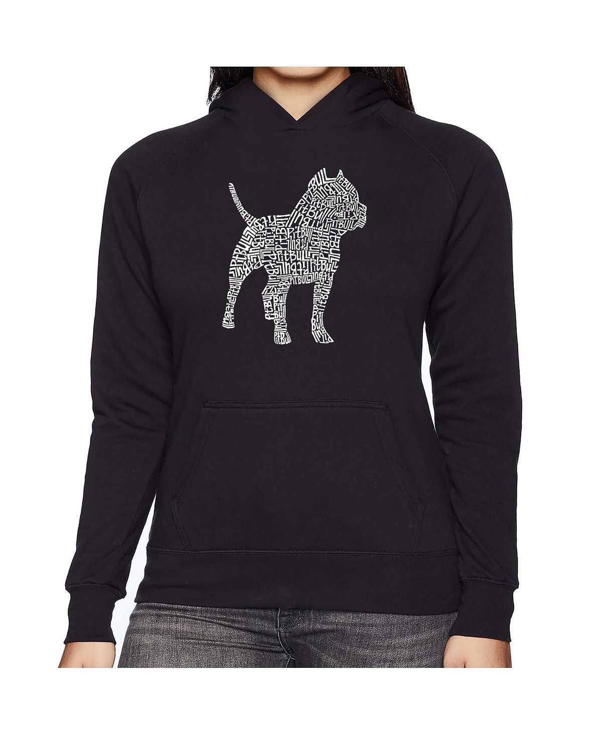 Women's Word Art Hoodie - Pitbull LA Pop Art, black