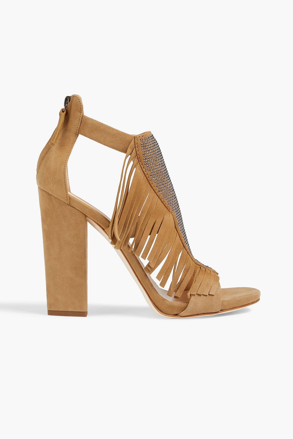 Alien suede sandals with fringe and studs GIUSEPPE ZANOTTI, sand