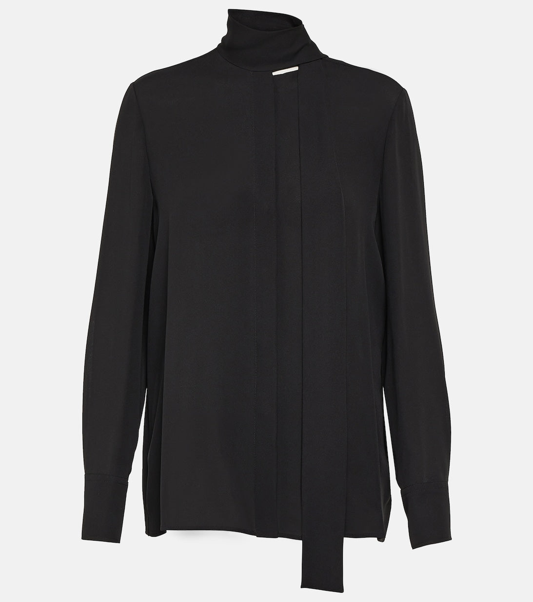 Silk georgette blouse with tie collar VALENTINO, black