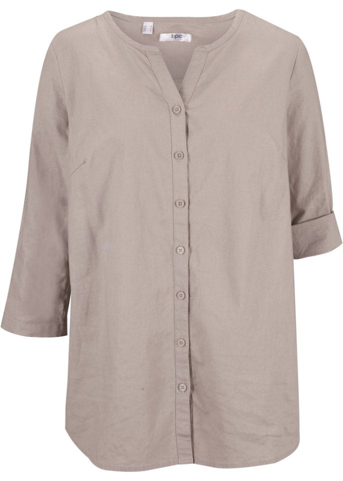 Blouse with linen sleeves 3/4 Bpc Bonprix Collection