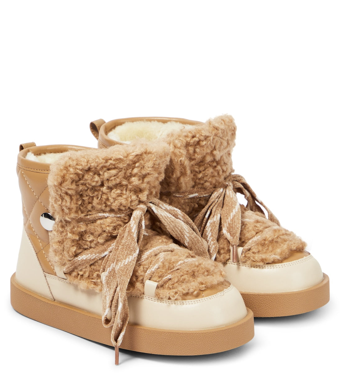 Monnalisa faux sheepskin boots, beige