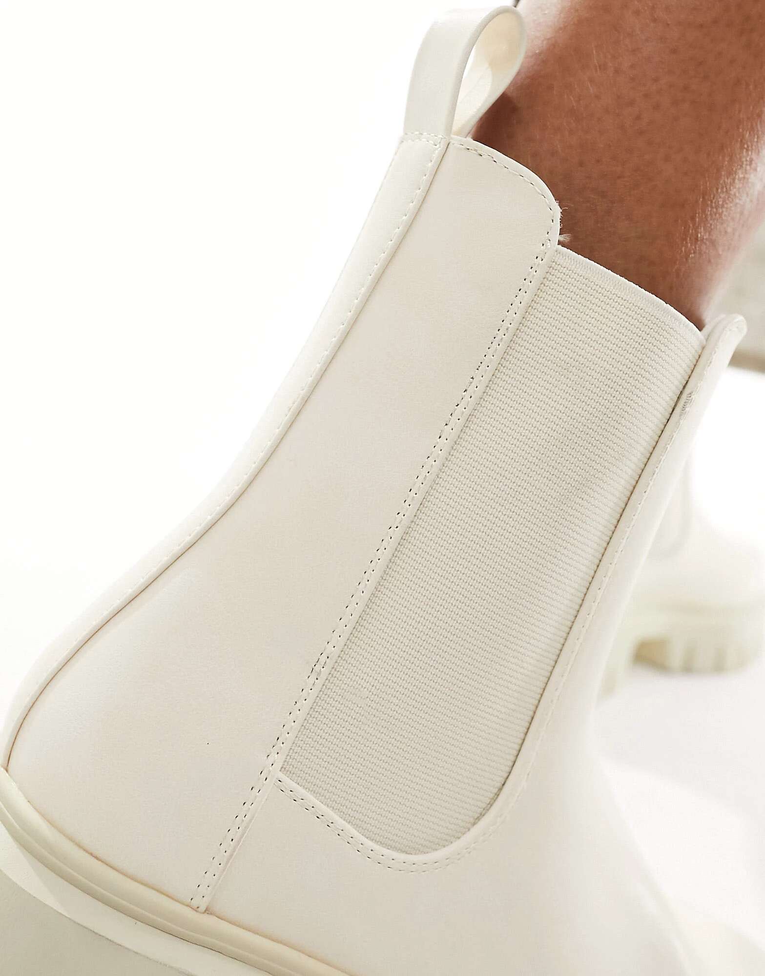 ASOS Wide Fit Anthem Chunky Chelsea Boots in White