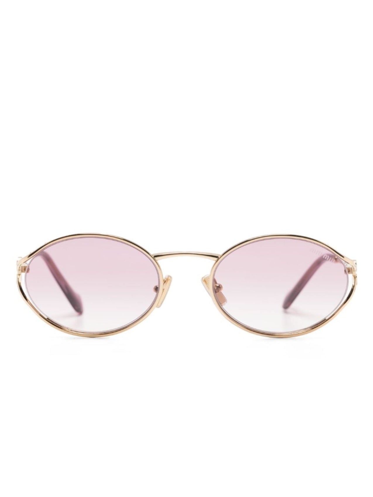 Miu Miu Eyewear Oval Frame Logo Sunglasses Gold