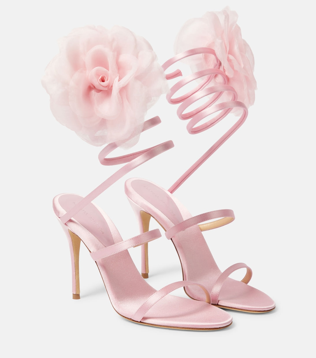 Magda Butrym satin sandals with floral appliqué, pink