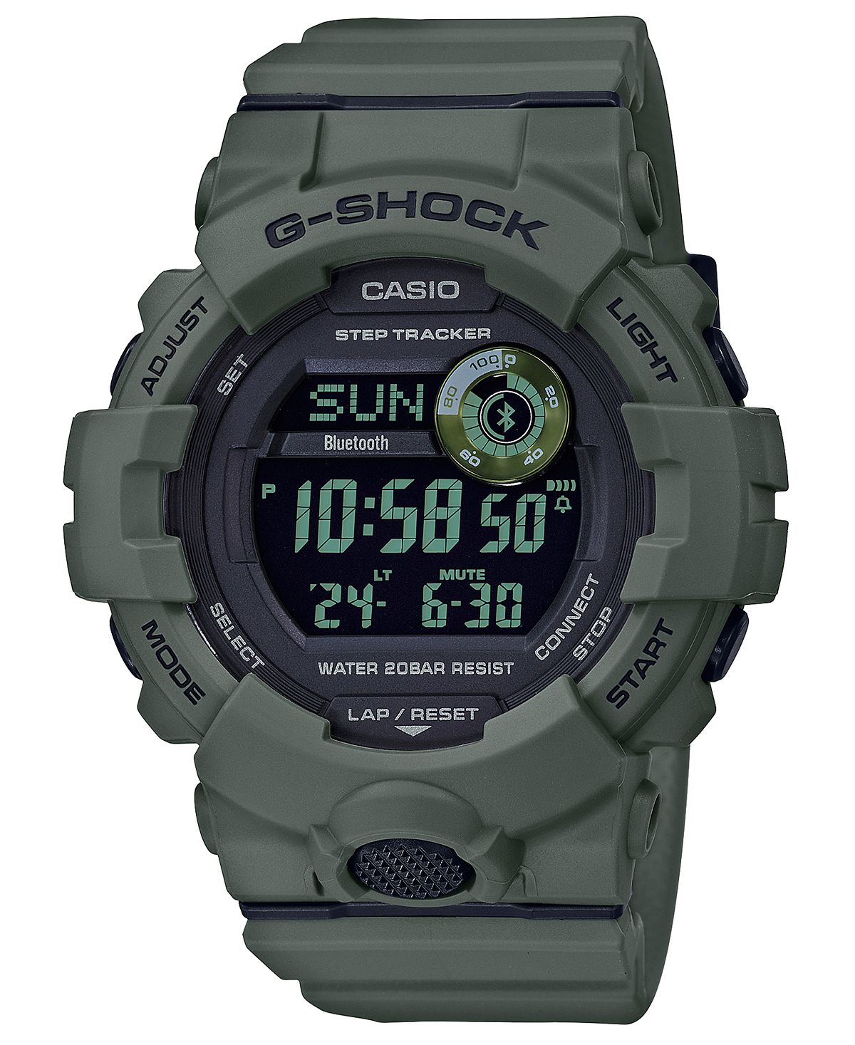 Olive Green Resin Strap Men's Digital Watch 48.6mm G-Shock