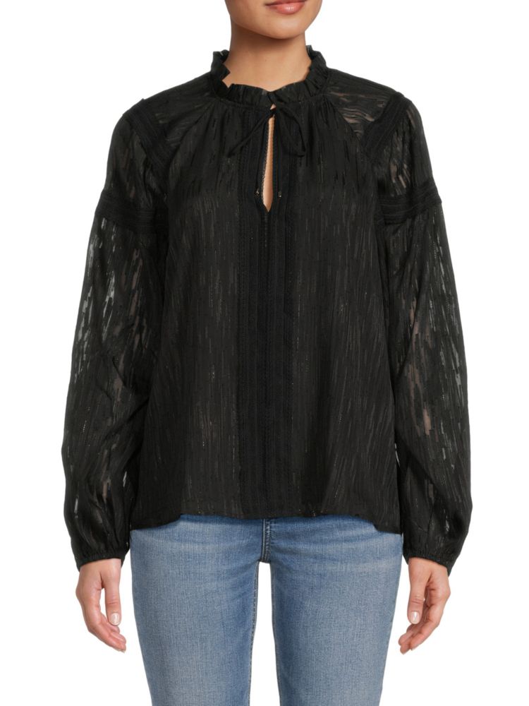 Tommy Hilfiger Sheer Shiny Blouse, Black