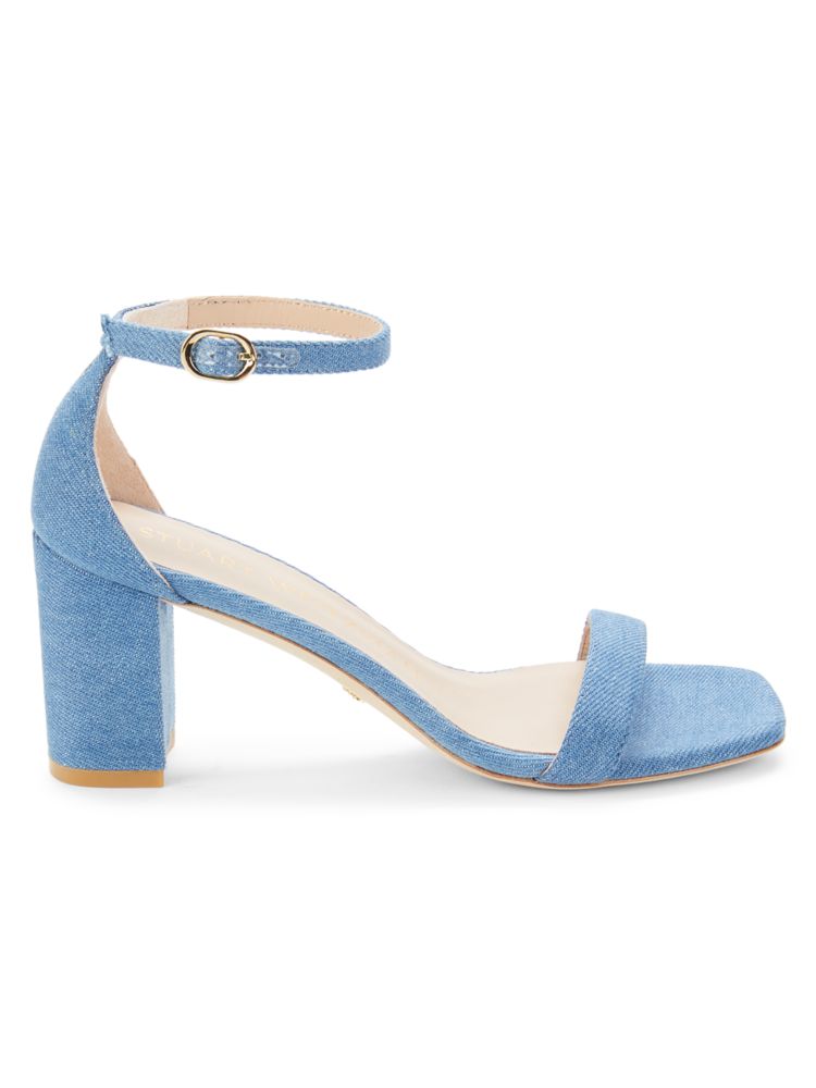 Stuart Weitzman Nudistcurve Ankle Strap Denim Sandals in Washed